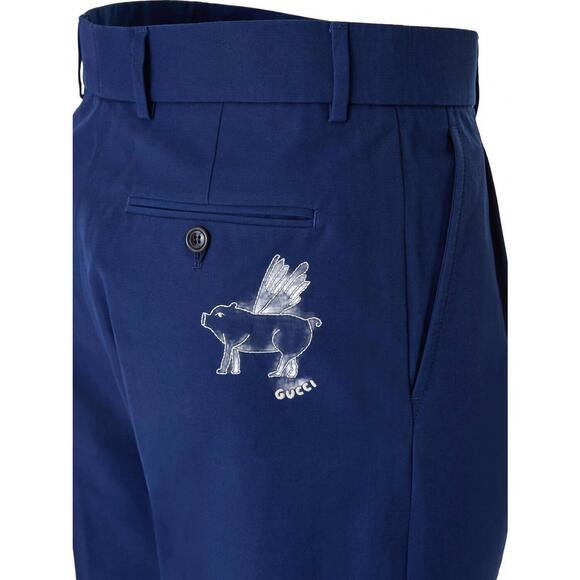 NEW GUCCI women's classic cotton pants in blue - Picture 3 of 4